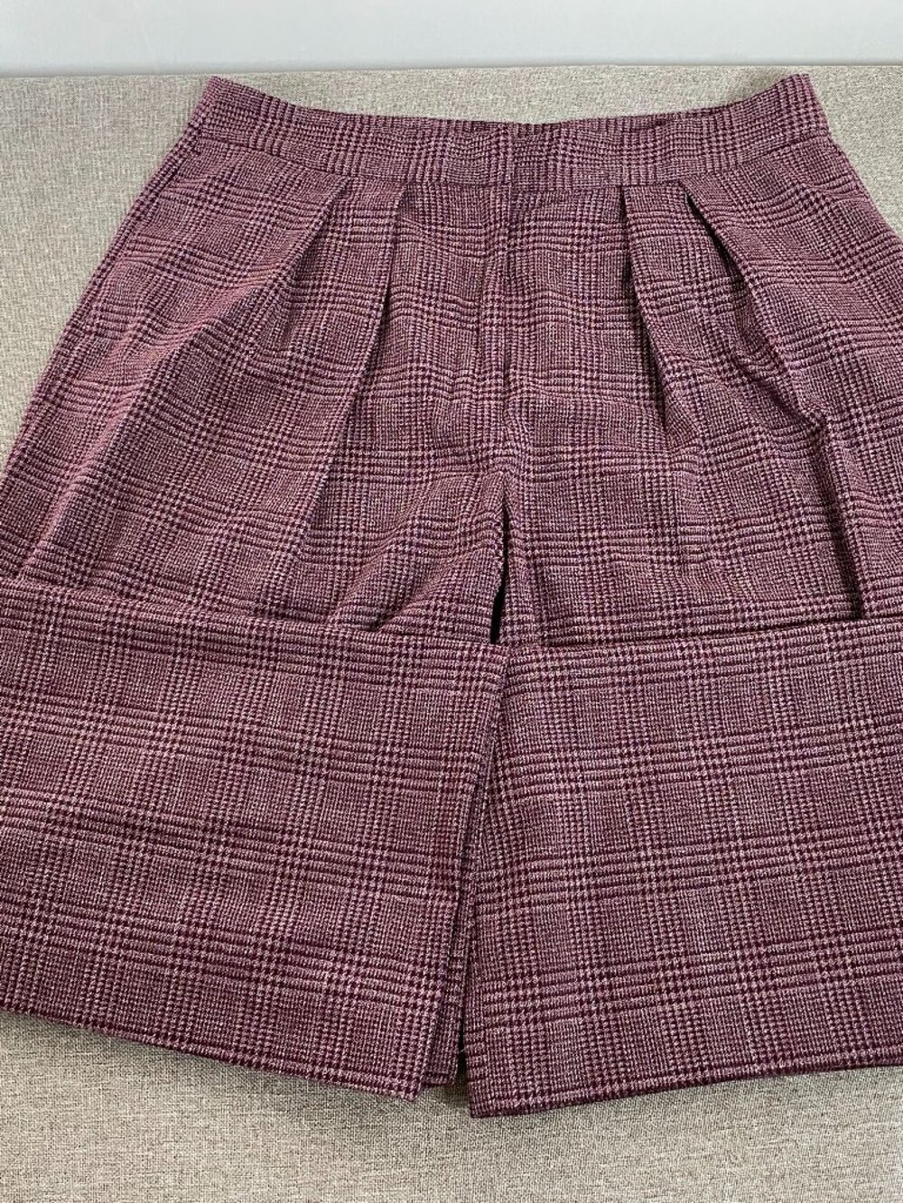 Worthington Wide Leg Dress Pants Women's 14 High Rise Burgundy Houndstooth - Picture 3 of 14